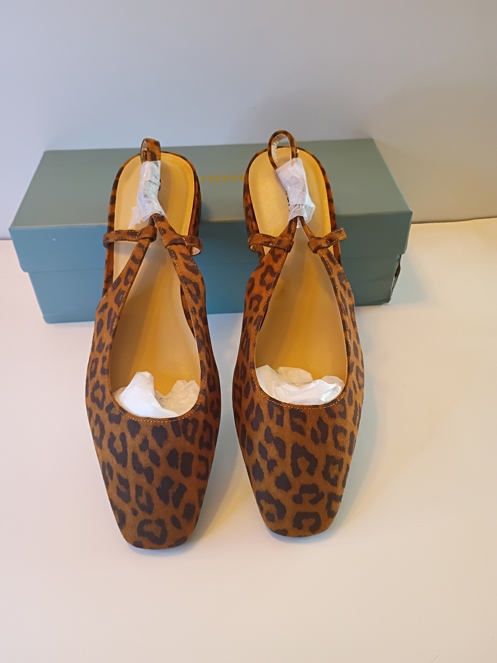 Leopard Print Slingback Flats in Brown